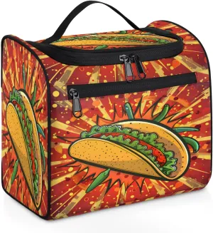 Mexican Food Travel Toiletry Bag for Men and Women, Large Hanging Makeup Bag Organizer Toiletries Bag for Travel, Cosmetic Bag with Handle