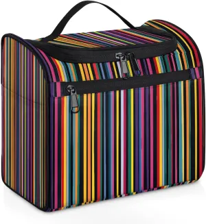 Mexican Stripes Colorful Travel Toiletry Bag for Men and Women, Large Hanging Makeup Bag Organizer Toiletries Bag for Travel, Cosmetic Bag with Handle
