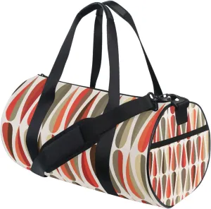 Mid-century Modern style Retro Drop Shapes Seamless Portable Gym Bag, Travel Bag, Luggage bag, Sports Bag, Toiletry Bag with Handles, Detachable Shoulder Strap 17.6 x 9 x 9 inch