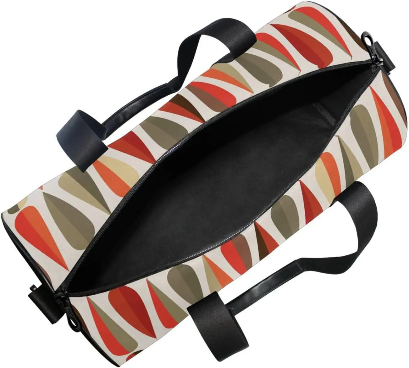 Mid-century Modern style Retro Drop Shapes Seamless Portable Gym Bag, Travel Bag, Luggage bag, Sports Bag, Toiletry Bag with Handles, Detachable Shoulder Strap 17.6 x 9 x 9 inch