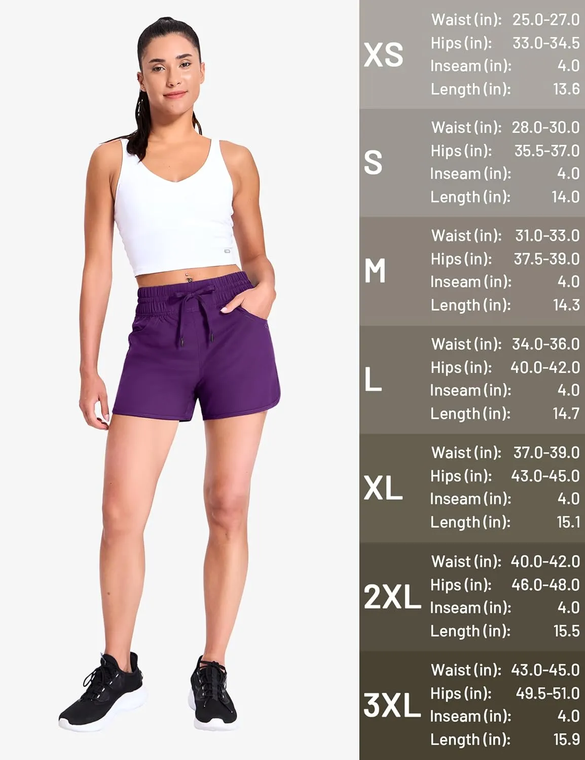 MIER Women's Running Shorts Quick Dry Athletic Workout High Waisted Active Shorts with Liner Zipper Pocket 4 Inch