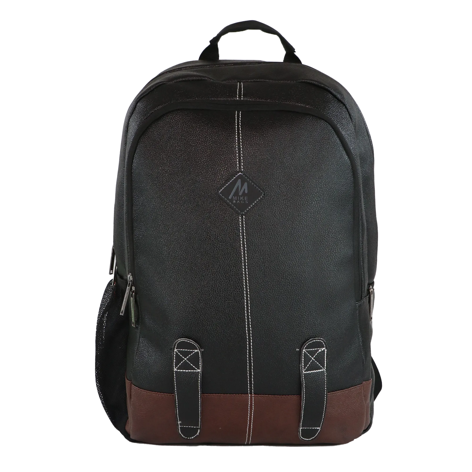 Mike Octane 21L Faux Leather Laptop Backpack - Black
