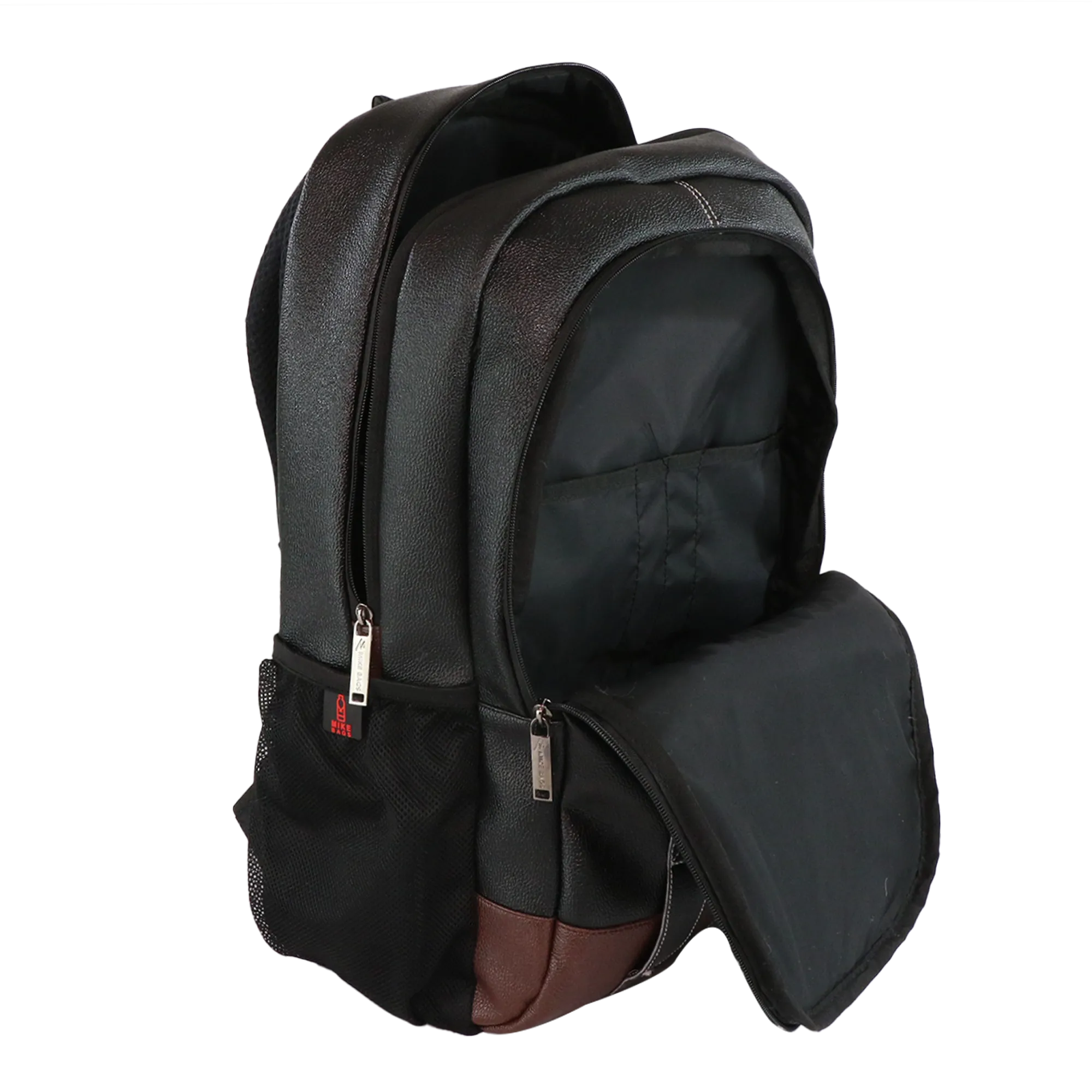 Mike Octane 21L Faux Leather Laptop Backpack - Black