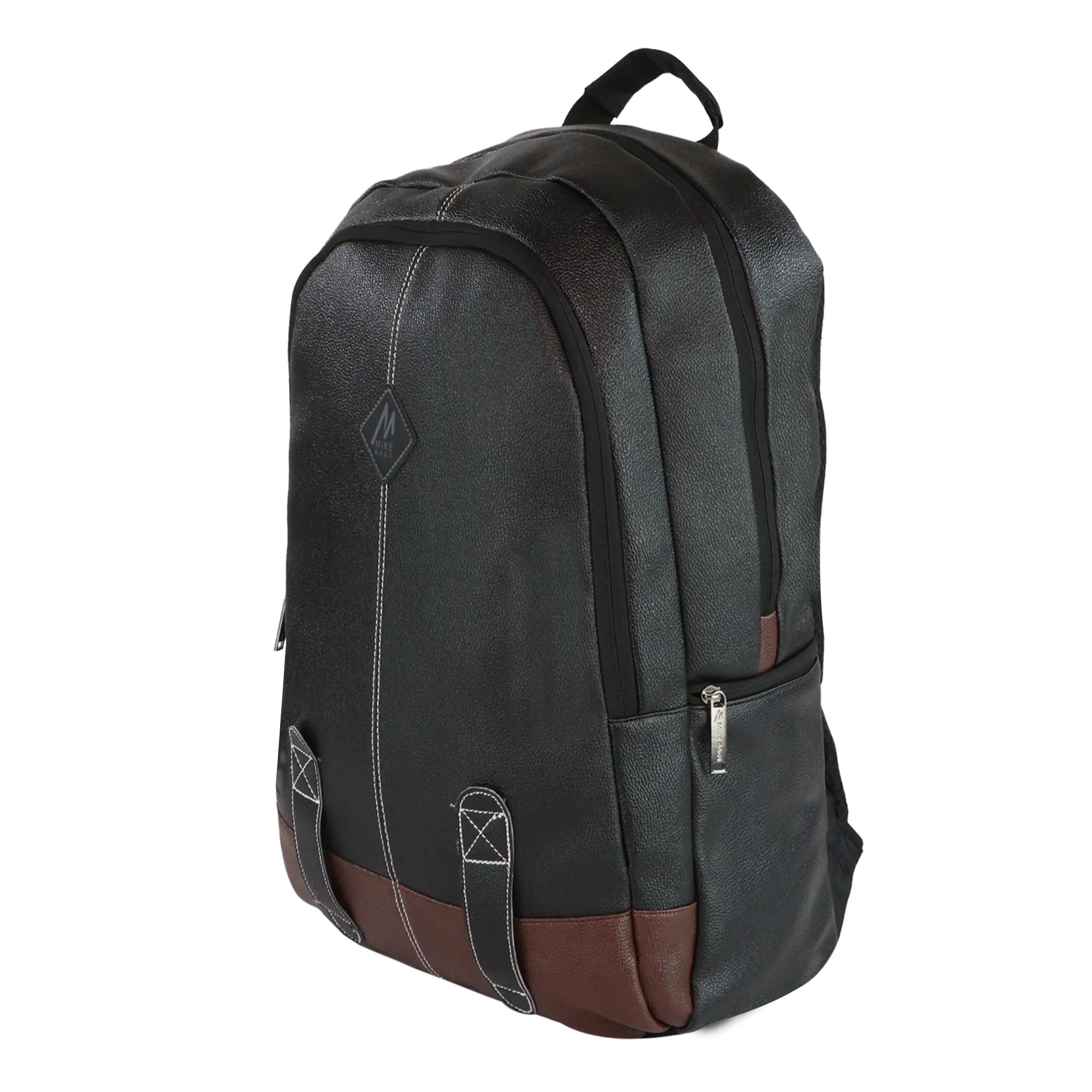 Mike Octane 21L Faux Leather Laptop Backpack - Black