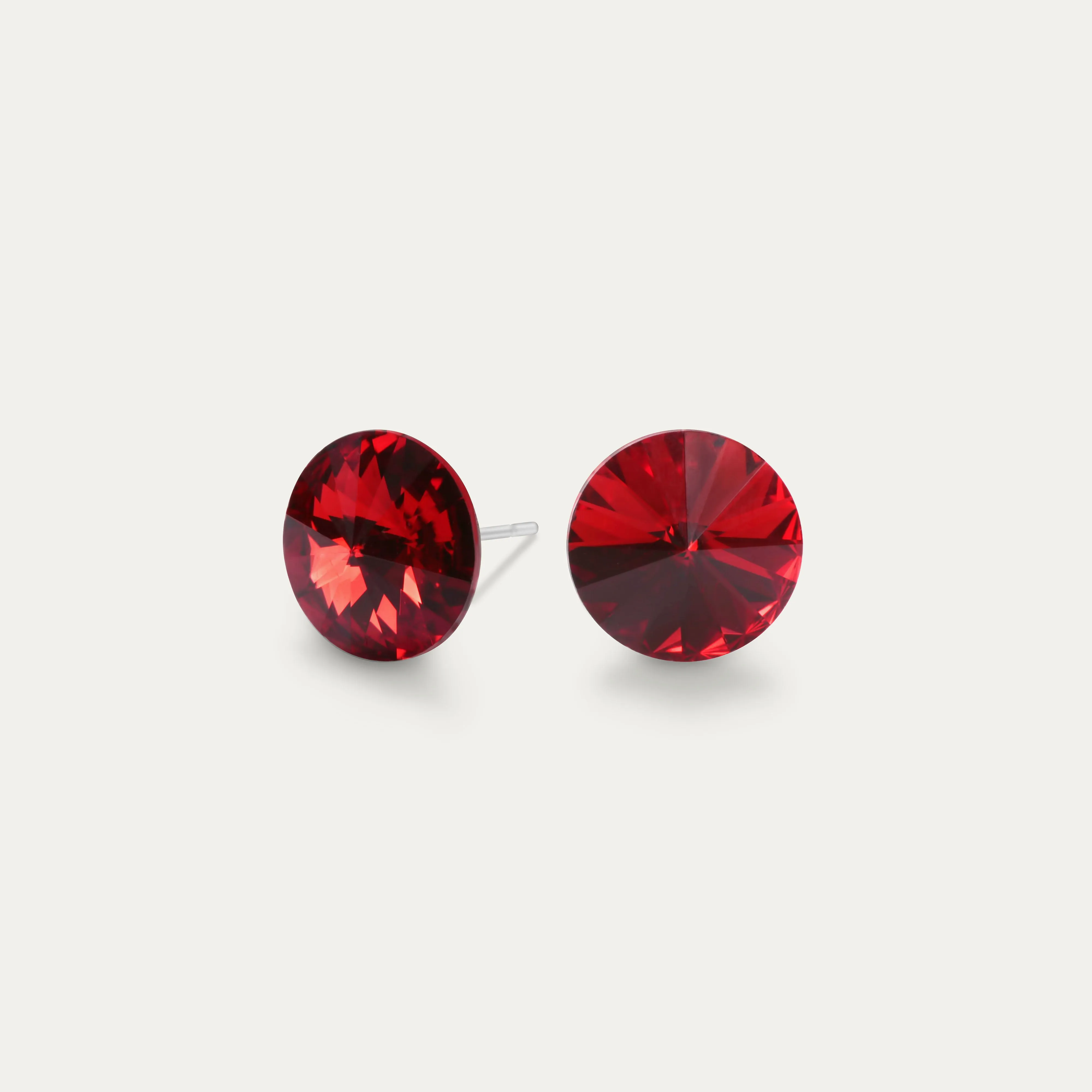 Mila - Scarlet - 8mm Red Color Crystal - Hypoallergenic Stainless Steel Stud Earring