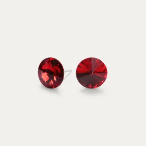 Mila - Scarlet - 8mm Red Color Crystal - Hypoallergenic Stainless Steel Stud Earring
