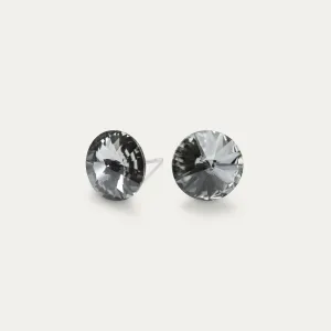 Mila - Silver Night - 8mm Black Crystal - Hypoallergenic Stainless Steel Stud Earring