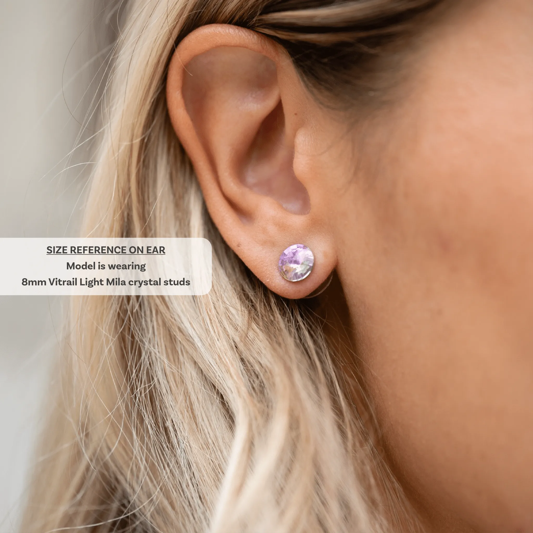 Mila - Silver Night - 8mm Black Crystal - Hypoallergenic Stainless Steel Stud Earring