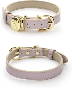 Milan Vegan Leather Dog Collar - Padded Luxury Dog Collar with Adjustable Buckle - Collar for Dogs, for Small Dogs and Large Dogs - Color Lilac, Size Medium