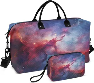 Milky Way Galaxy Stars Sports Gym Bag for Women Men Travel Duffel Bag Weekend Overnight Carry on Bag with Toiletry Bag Hospital Bag for Plane Hospital Swimming Yoga Workout