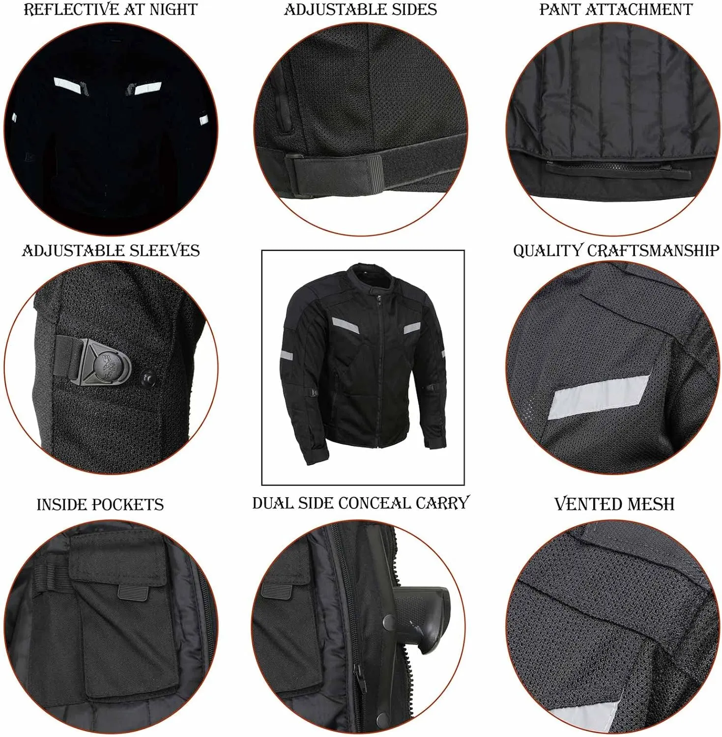 Milwaukee Leather Men's All Season Textile CE Armored Motorcycle Racer Jacket