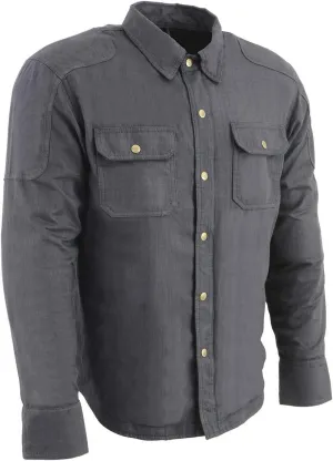 Milwaukee Leather Men's Long Sleeve Solid Biker Shirts w/CE Armor - Reinforced w/Aramid Fibers