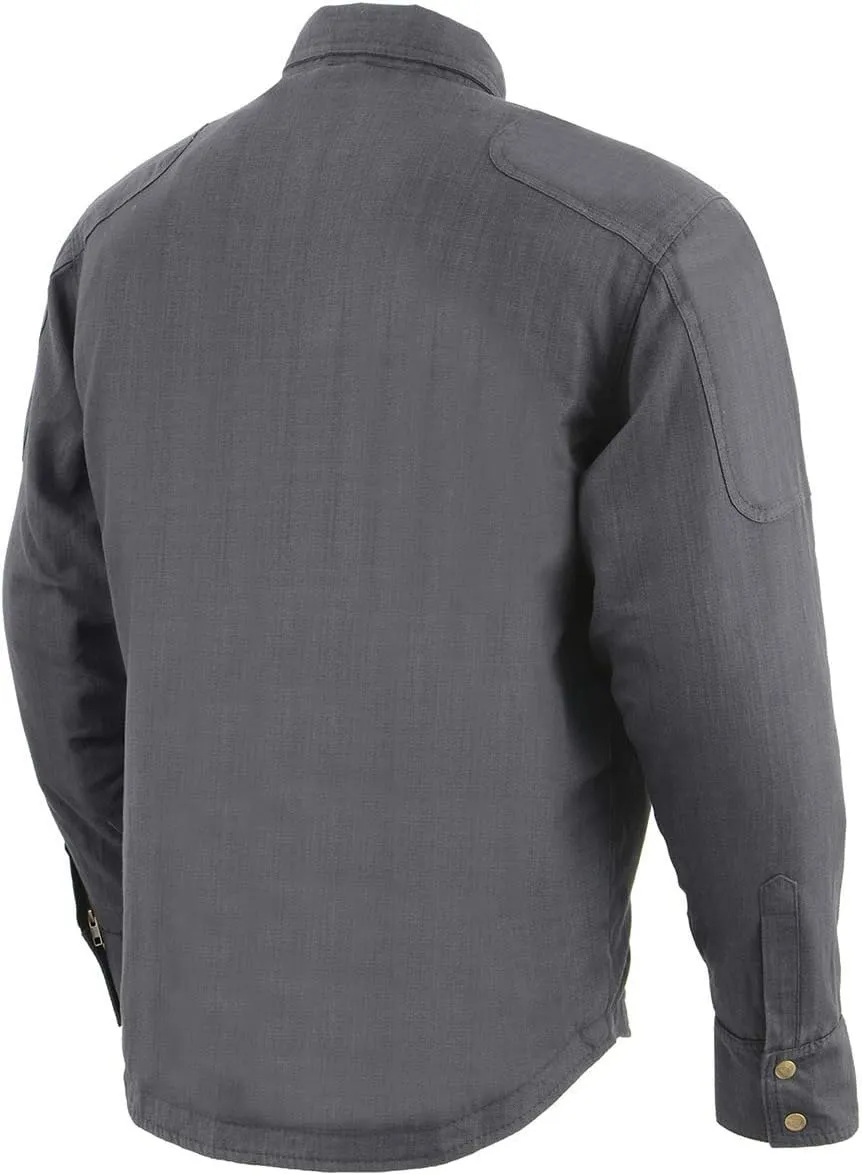 Milwaukee Leather Men's Long Sleeve Solid Biker Shirts w/CE Armor - Reinforced w/Aramid Fibers