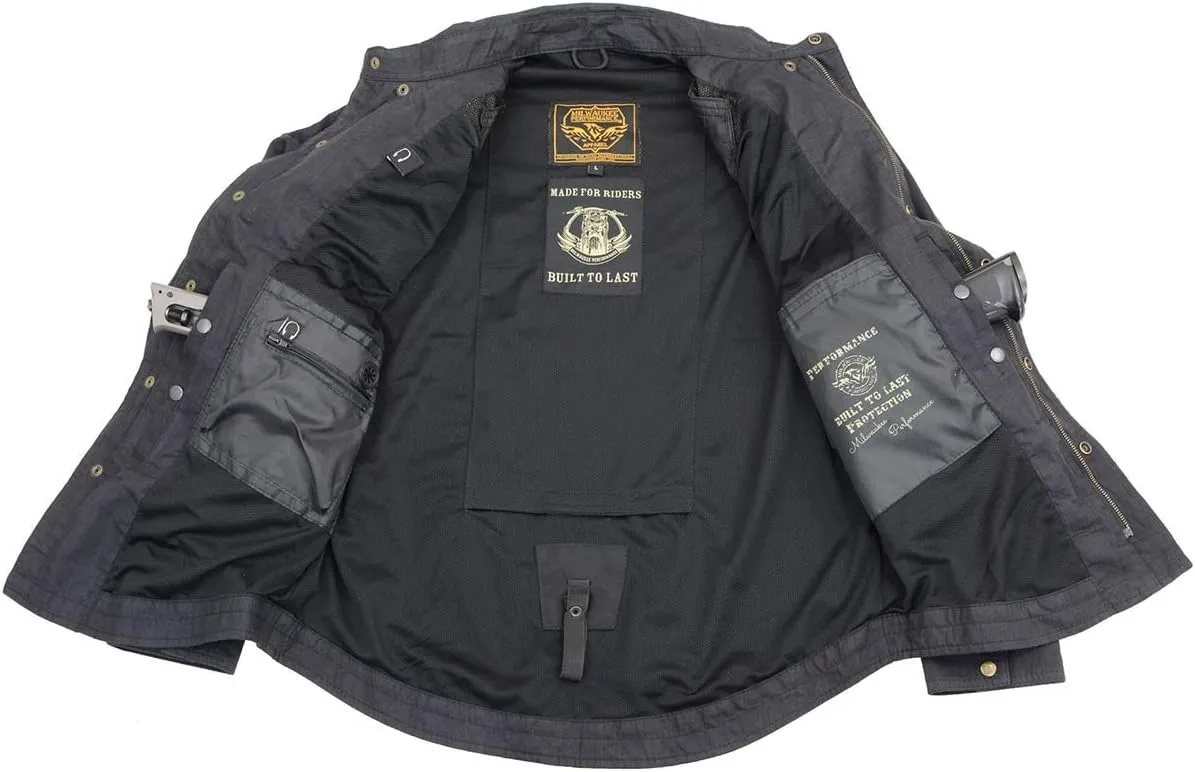 Milwaukee Leather Men's Long Sleeve Solid Biker Shirts w/CE Armor - Reinforced w/Aramid Fibers