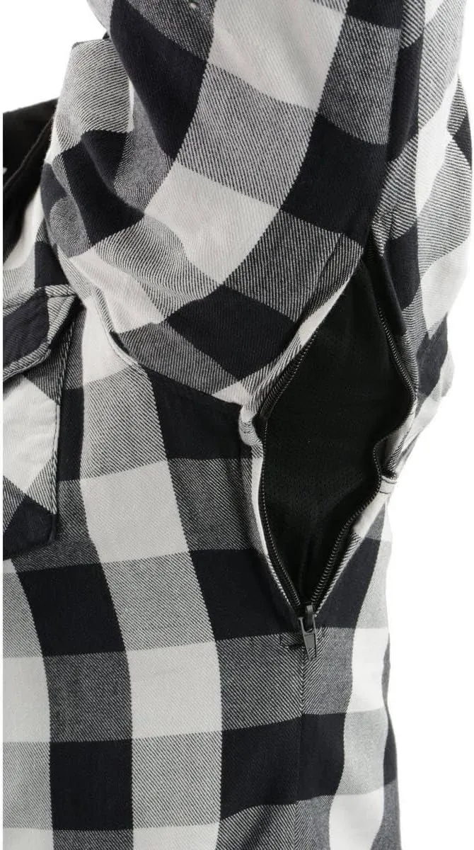 Milwaukee Leather MPM1629 Men's Plaid Hooded Flannel Biker Shirt with CE Approved Armor - Reinforced w/Aramid Fibers
