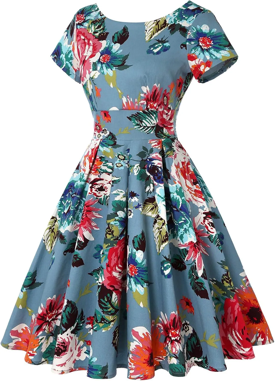 MINTLIMIT Women's 1950s Retro Vintage Rockabilly Short Sleeve Cocktail Party Swing Dress
