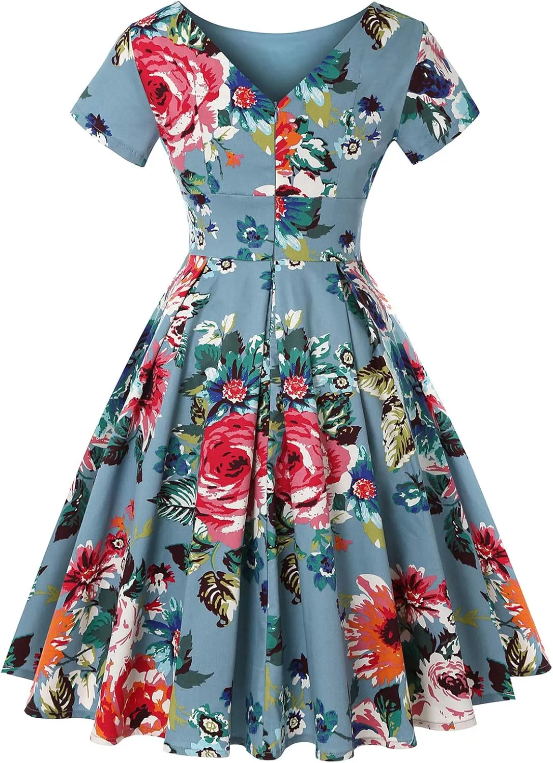 MINTLIMIT Women's 1950s Retro Vintage Rockabilly Short Sleeve Cocktail Party Swing Dress