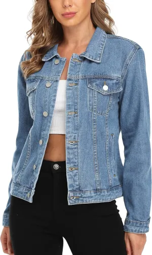 MISS MOLY Women's Denim Jackets Button Up Long Sleeve Basic Trendy Trucker Jackets