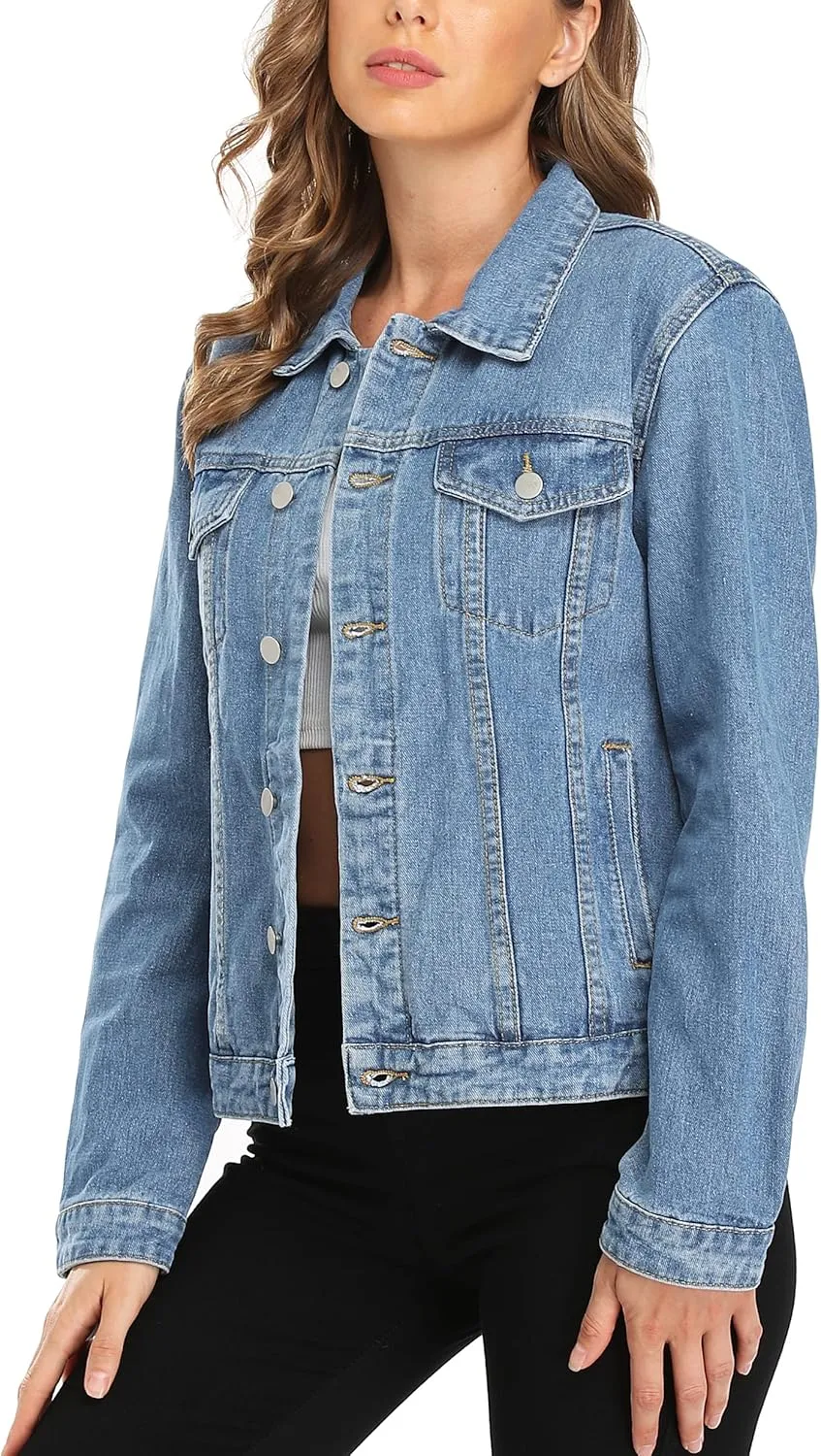 MISS MOLY Women's Denim Jackets Button Up Long Sleeve Basic Trendy Trucker Jackets