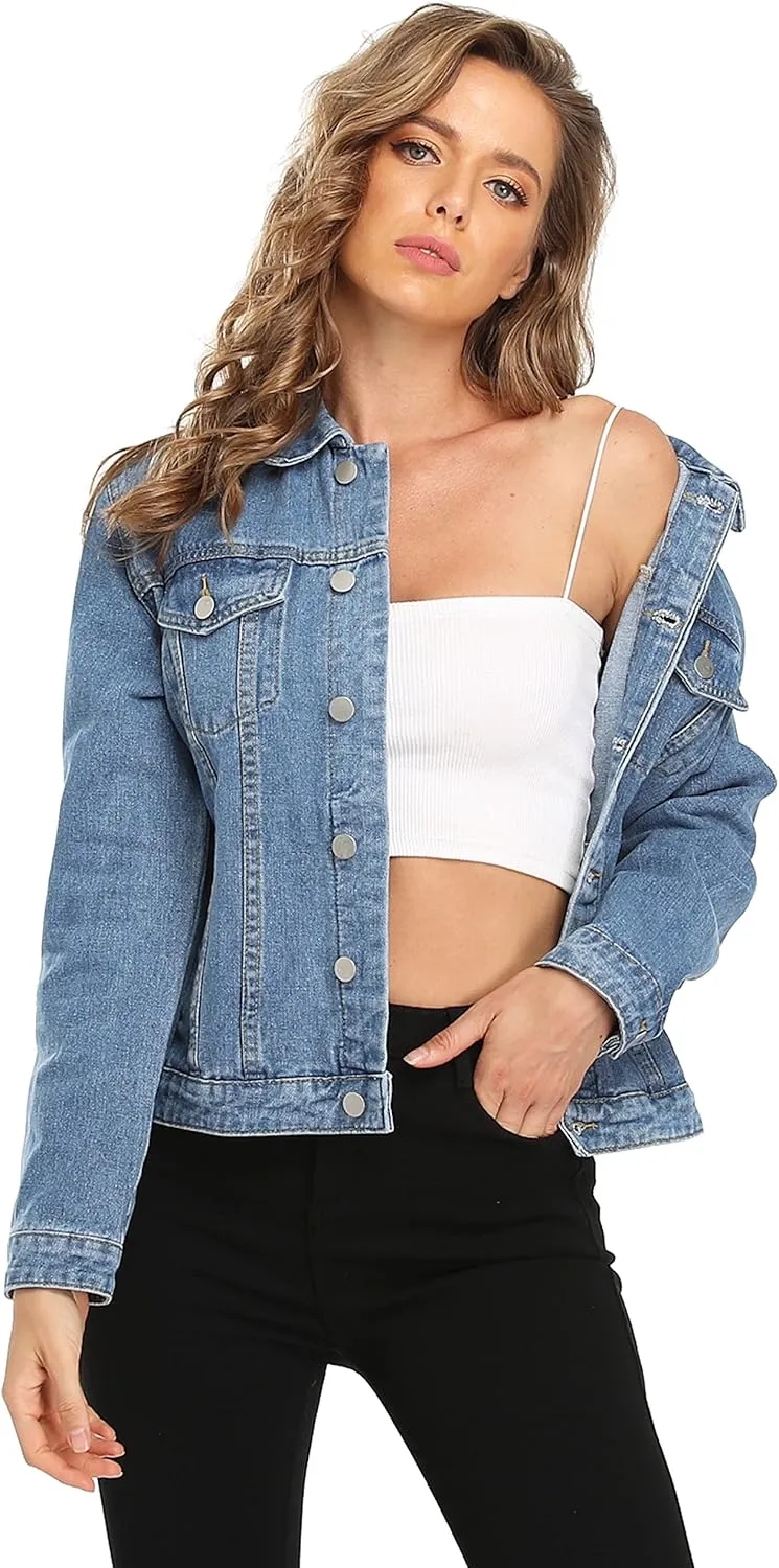 MISS MOLY Women's Denim Jackets Button Up Long Sleeve Basic Trendy Trucker Jackets