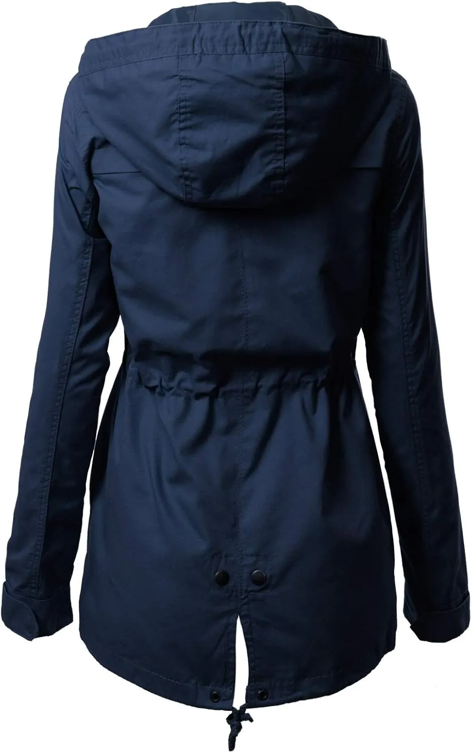 MixMatchy Women's Basic Military Anorak Jacket Zip Up Snap button Hooded Parka Safari Utility Coat with Pocket