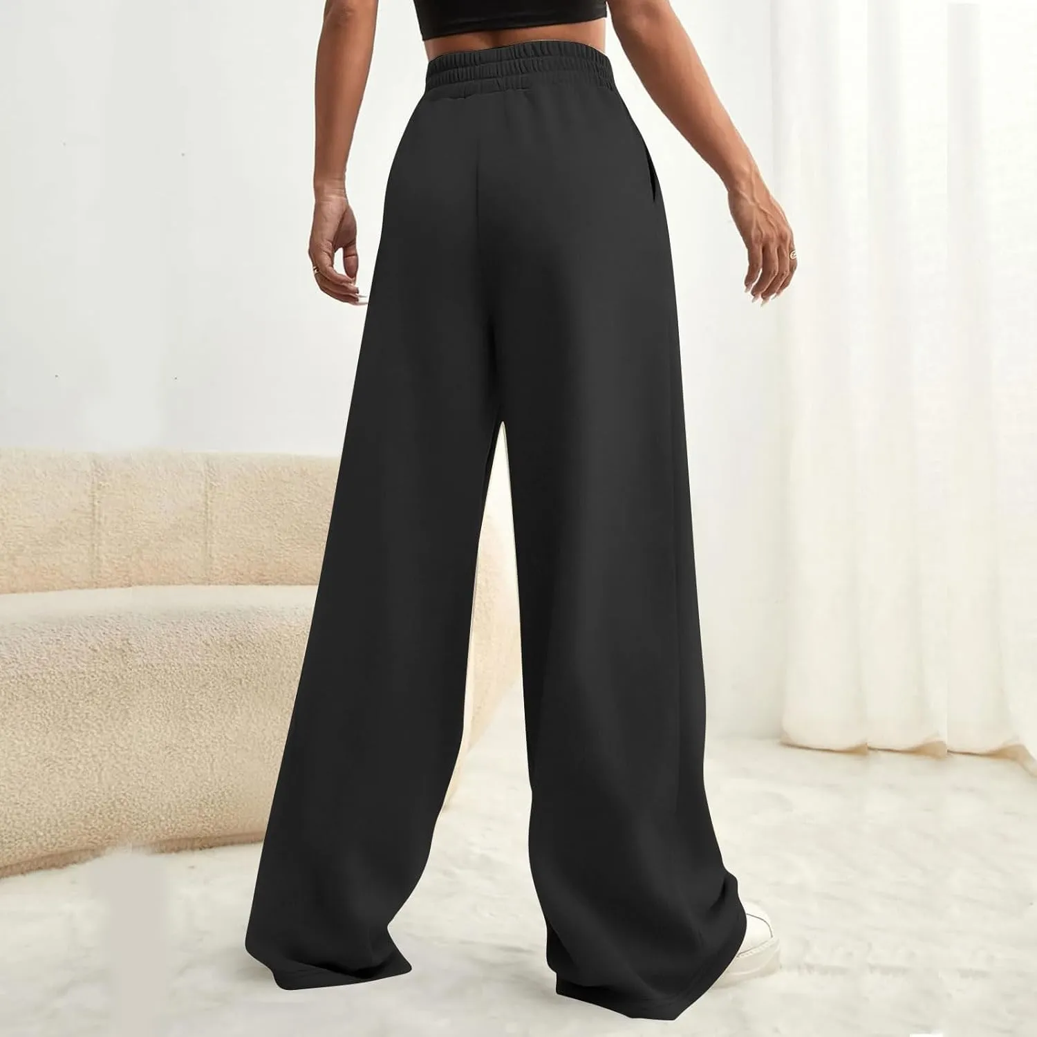 Miyaomn Wide Leg Sweatpants for Women 2024 Trendy High Waist Drawstring Baggy Lounge Pants Y2K Fashion Streetwear with Pocket