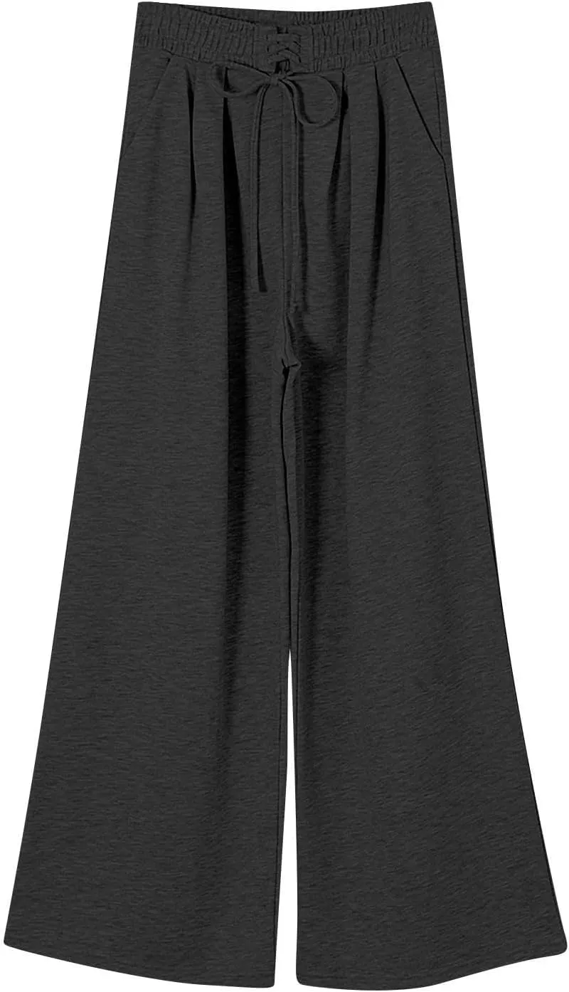 Miyaomn Wide Leg Sweatpants for Women 2024 Trendy High Waist Drawstring Baggy Lounge Pants Y2K Fashion Streetwear with Pocket