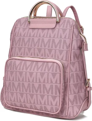 MKF Collection Signature Women Backpack, Vegan Leather Travel Bag Top-Handle Fashion Business Work Bag by Mia K
