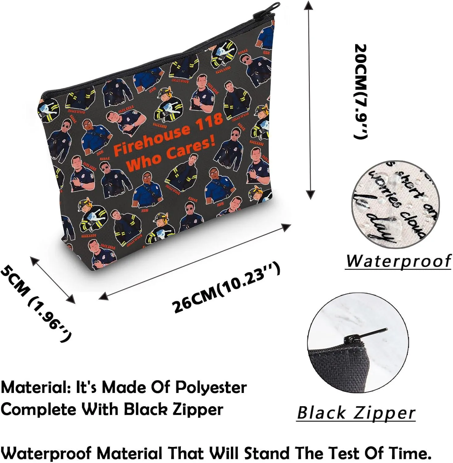 MNIGIU 911 TV Series Inspired Cosmetic Bag Firefighter Gift Funny TV Characters Makeup Bag First Responder Gift TV Series Fan Gift (Firefighter Lover Bag)