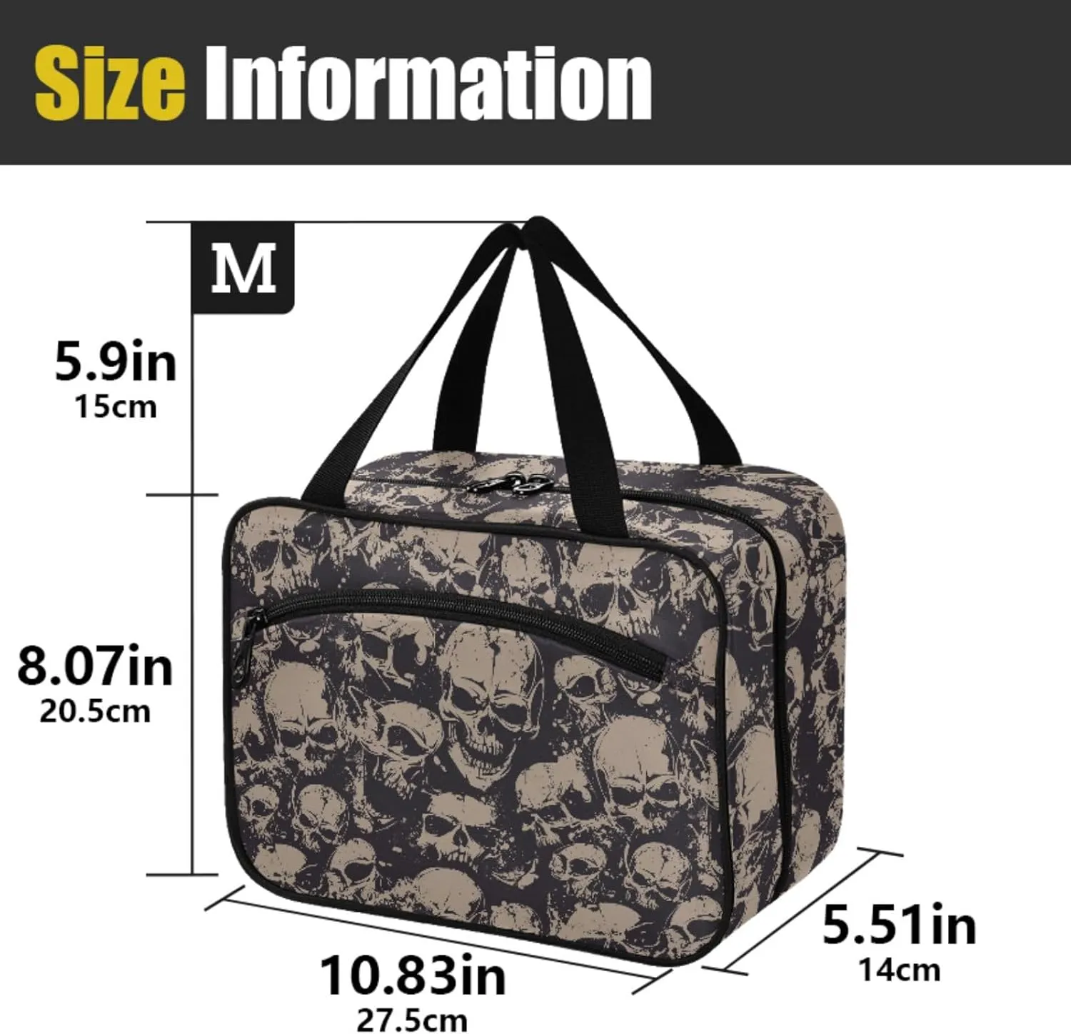 MNSRUU Hanging Toiletry Bags for Women Travel, Gothic Grunge Skulls Toiletry Organizer Portable Travel Toiletry Bags Clear Wash Bags Makeup Bag Cosmetic Bag