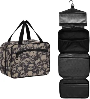 MNSRUU Hanging Toiletry Bags for Women Travel, Gothic Grunge Skulls Toiletry Organizer Portable Travel Toiletry Bags Clear Wash Bags Makeup Bag Cosmetic Bag