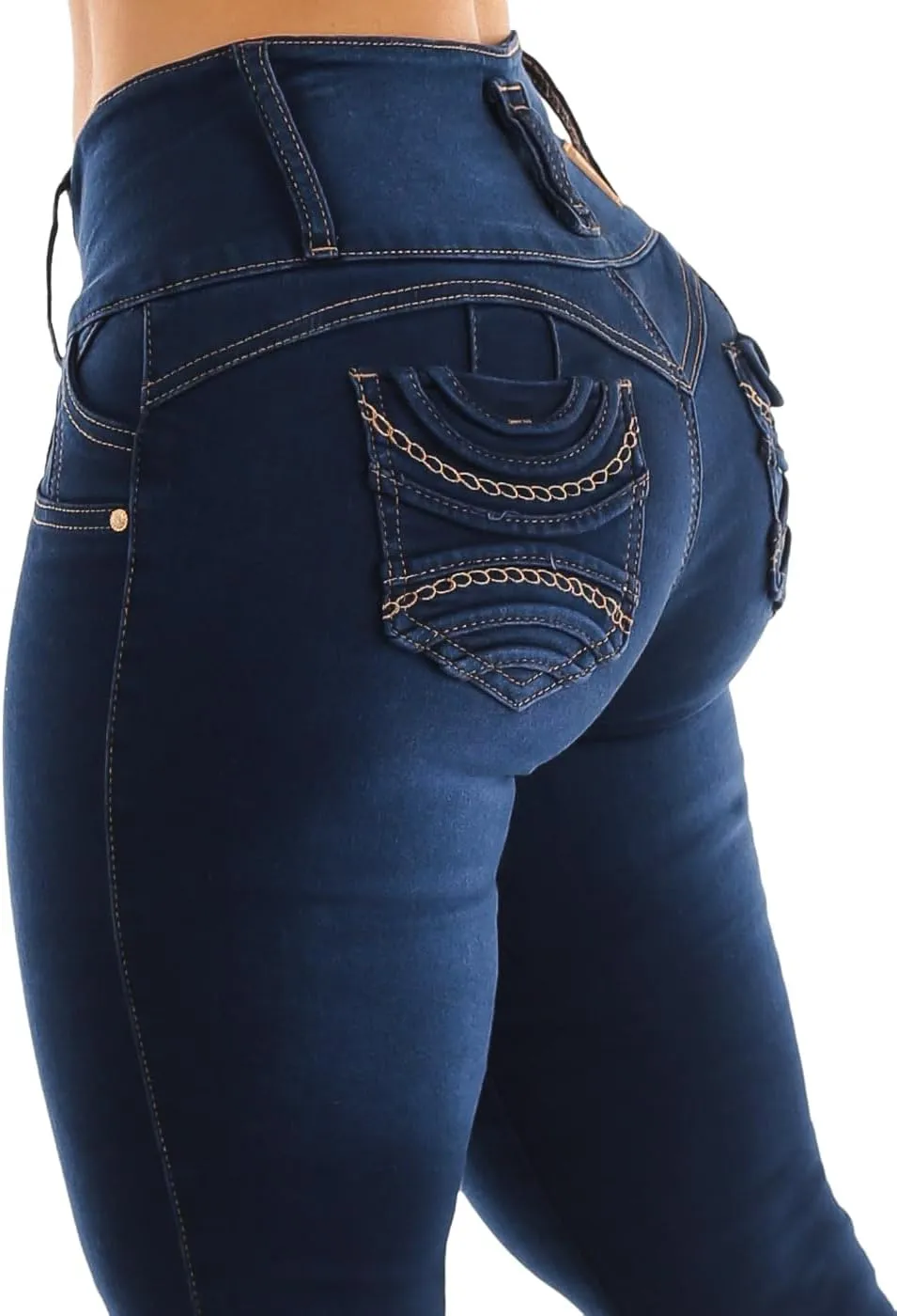 Moda Xpress Women Juniors High Waisted, Mid Rise Butt Lifting Colombian Design Skinny Jeans 10623N