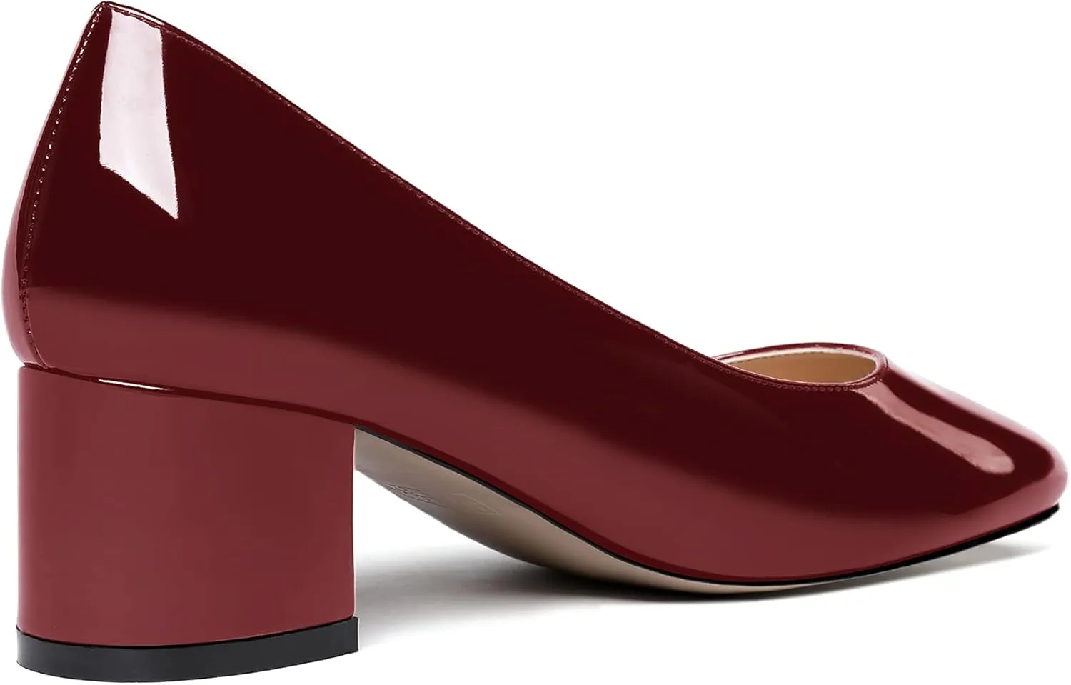 MODENCOCO Women's Patent Leather Round Toe Solid Slip On Chunky Low Heel Pumps Wedding Evening Dress Shoes 2 Inch