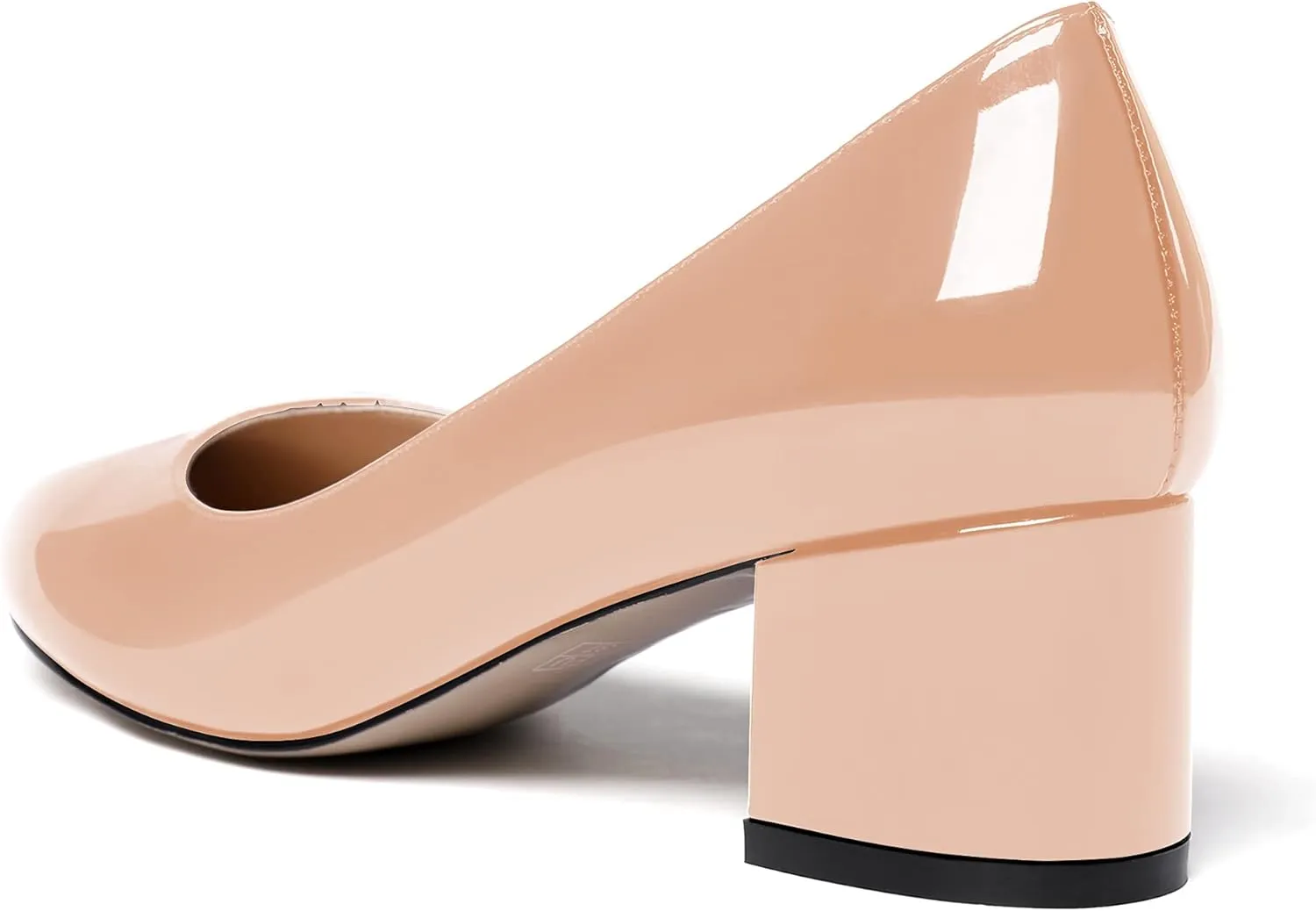MODENCOCO Women's Patent Leather Round Toe Solid Slip On Chunky Low Heel Pumps Wedding Evening Dress Shoes 2 Inch