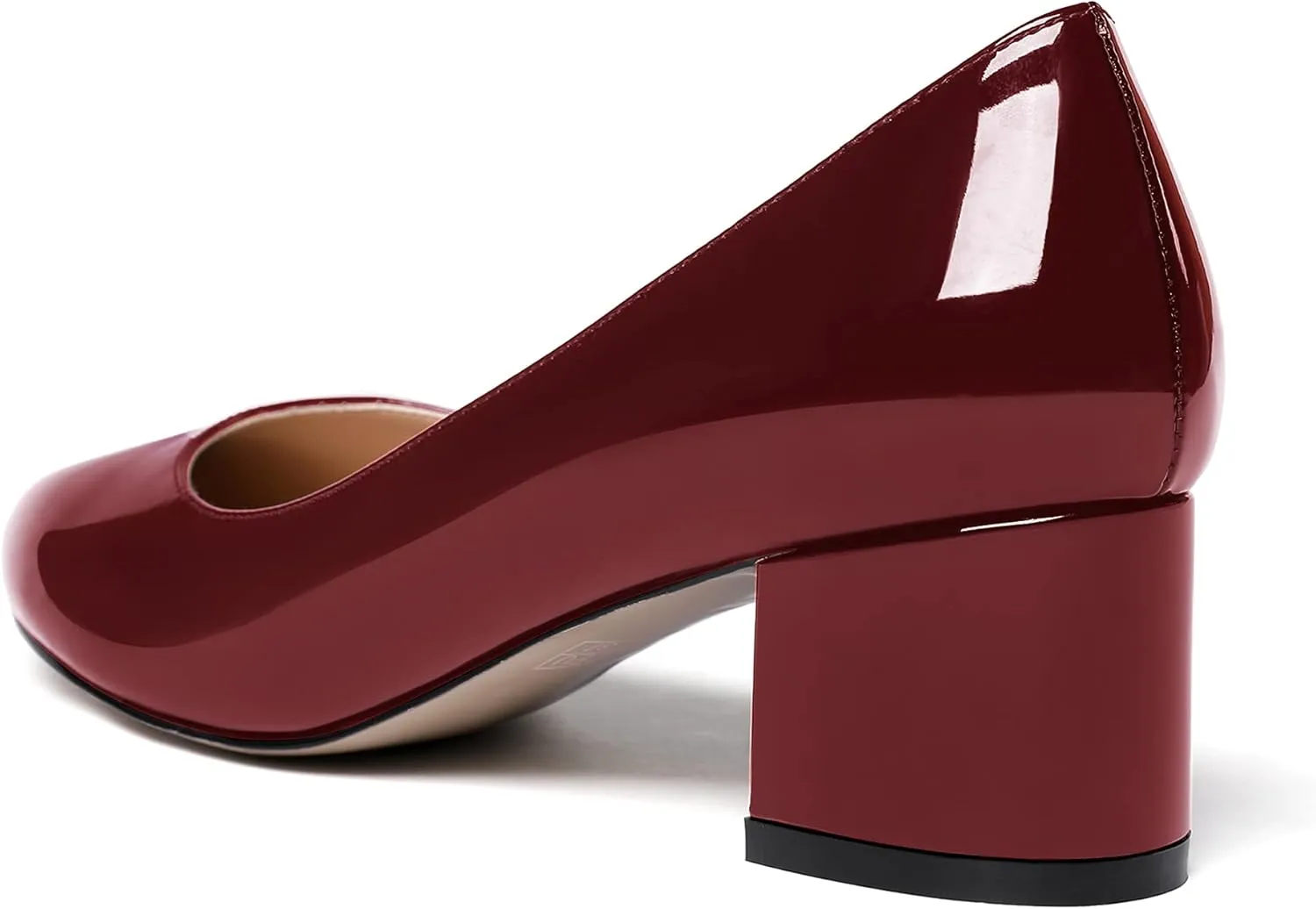 MODENCOCO Women's Patent Leather Round Toe Solid Slip On Chunky Low Heel Pumps Wedding Evening Dress Shoes 2 Inch
