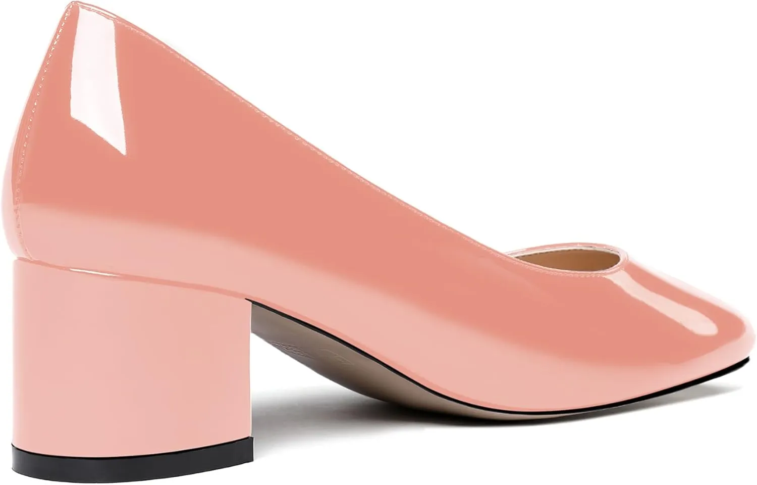 MODENCOCO Women's Patent Leather Round Toe Solid Slip On Chunky Low Heel Pumps Wedding Evening Dress Shoes 2 Inch