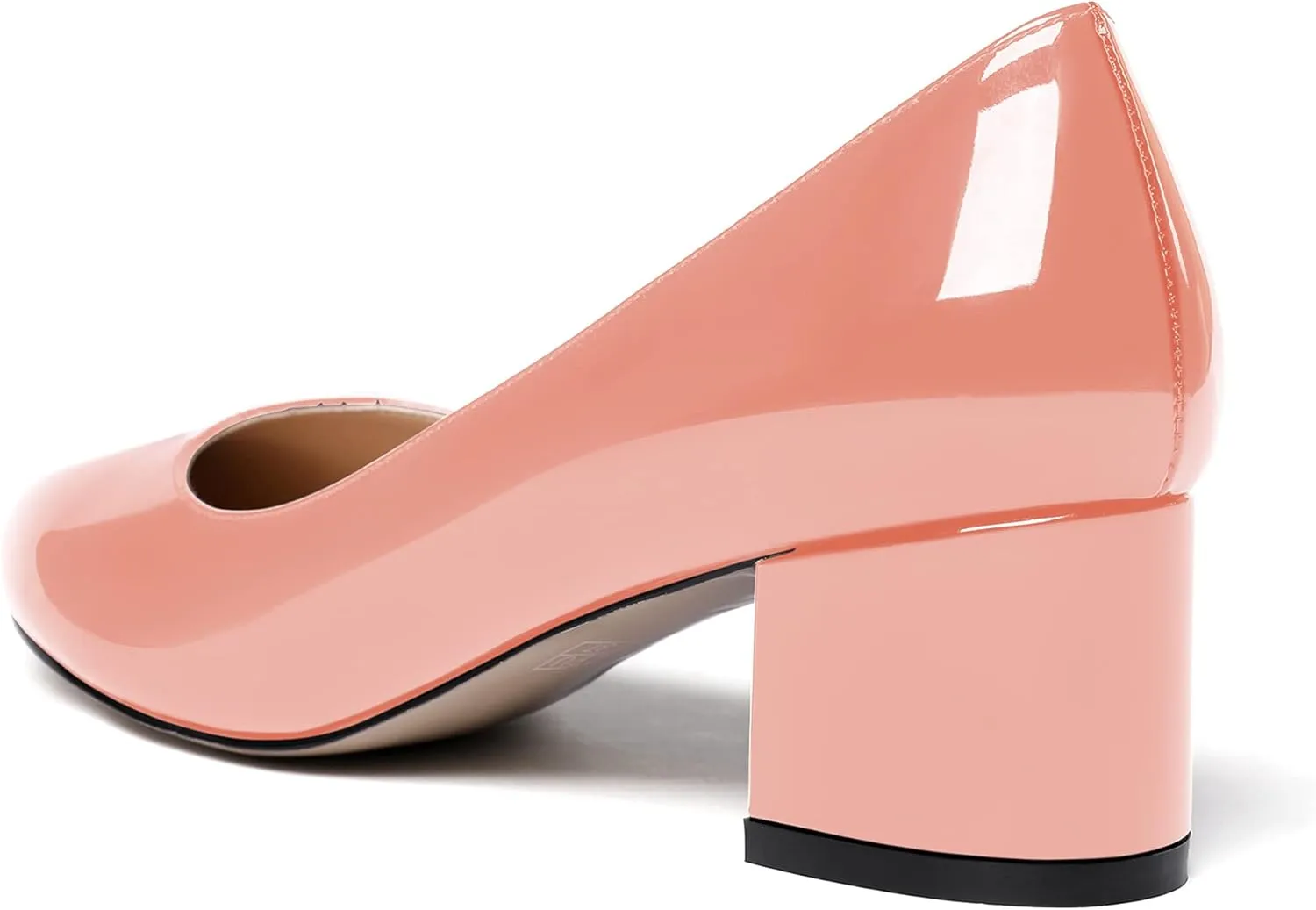 MODENCOCO Women's Patent Leather Round Toe Solid Slip On Chunky Low Heel Pumps Wedding Evening Dress Shoes 2 Inch