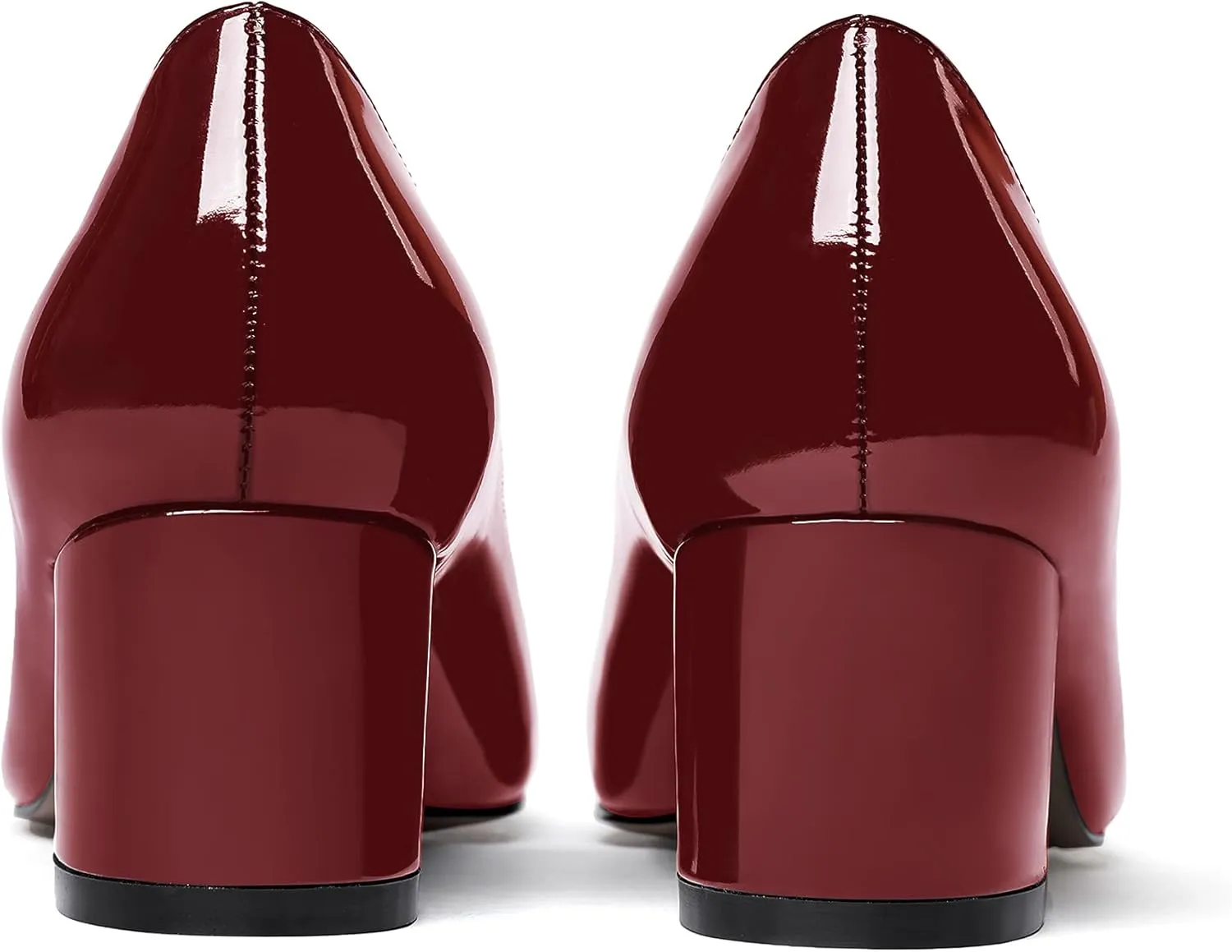 MODENCOCO Women's Patent Leather Round Toe Solid Slip On Chunky Low Heel Pumps Wedding Evening Dress Shoes 2 Inch