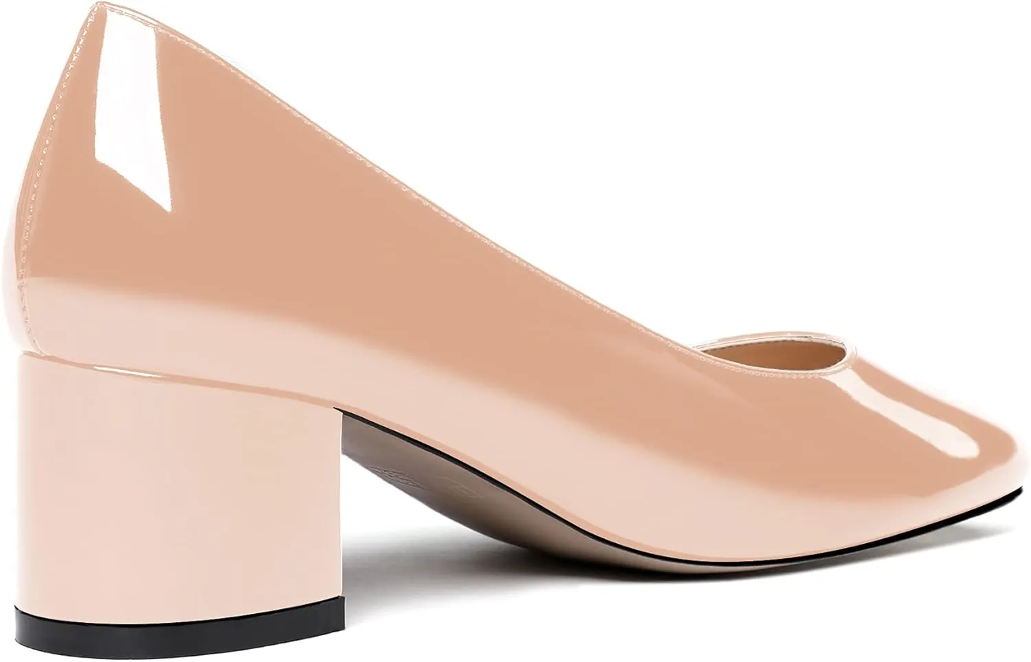 MODENCOCO Women's Patent Leather Round Toe Solid Slip On Chunky Low Heel Pumps Wedding Evening Dress Shoes 2 Inch