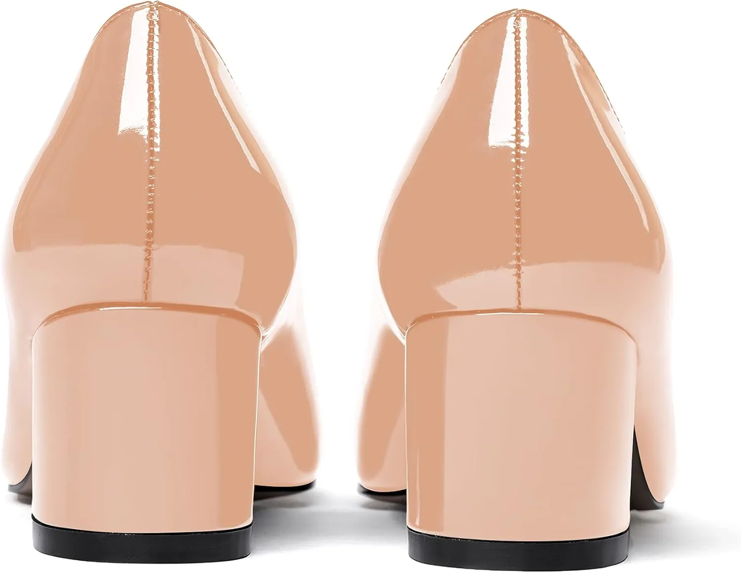 MODENCOCO Women's Patent Leather Round Toe Solid Slip On Chunky Low Heel Pumps Wedding Evening Dress Shoes 2 Inch