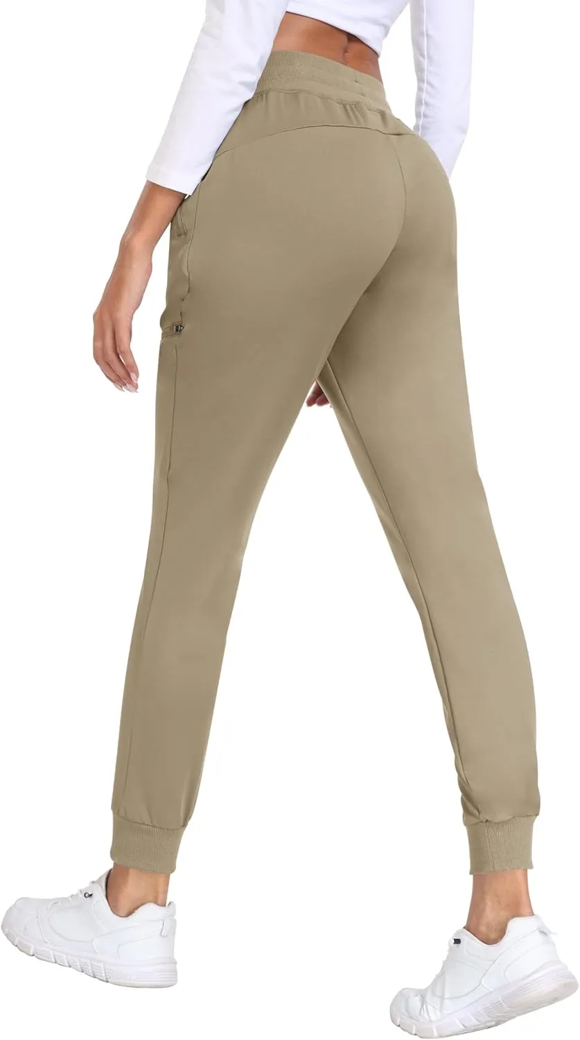 MoFiz Women's Fleece Lined Hiking Pants Water Resistant High Waisted Thermal Joggers Winter Running Sweatpants Zip Pockets