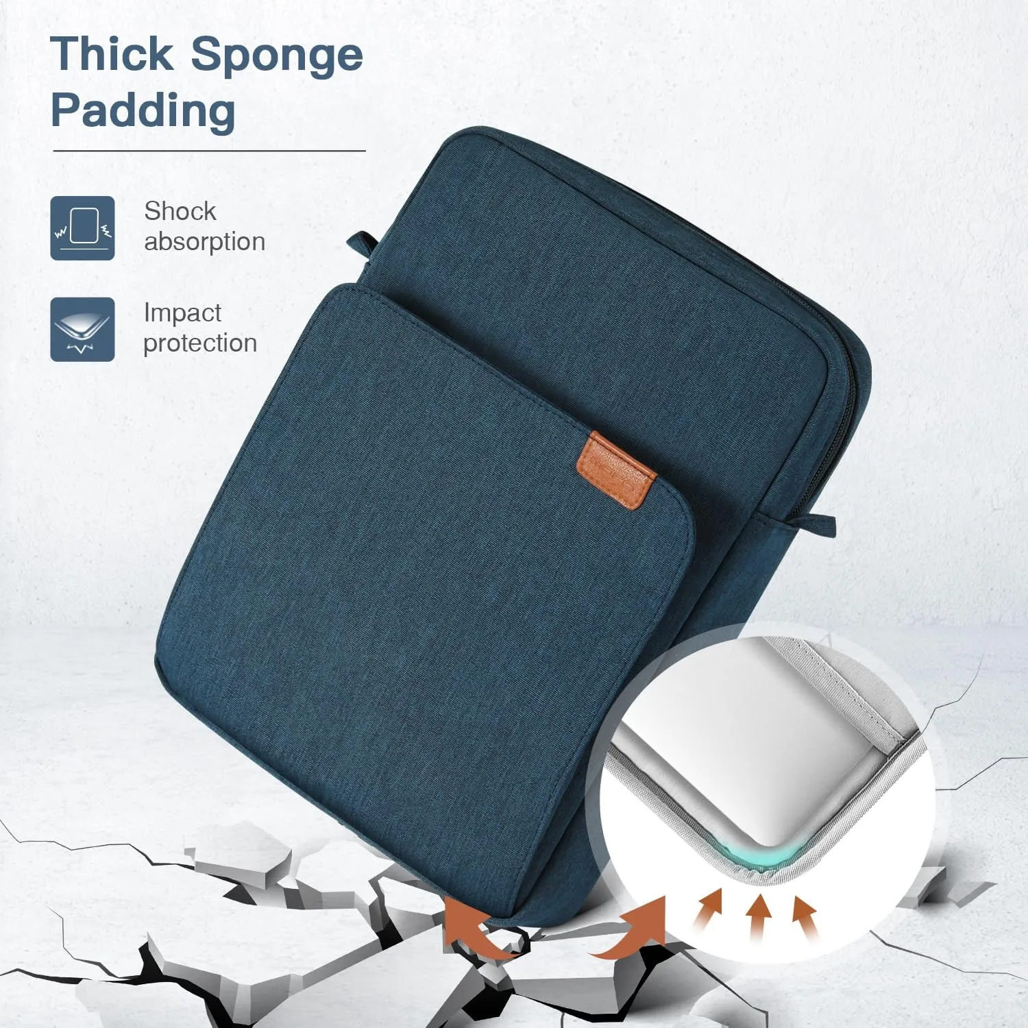 MoKo 15 Inch Laptop Sleeve Bag Fits MacBook Air 15" M2 2023, MacBook Pro 14" M2 2023, Galaxy Tab S9 Utra 14.6" 2023, Handle Carrying Case with Shoulder Strap, Indigo