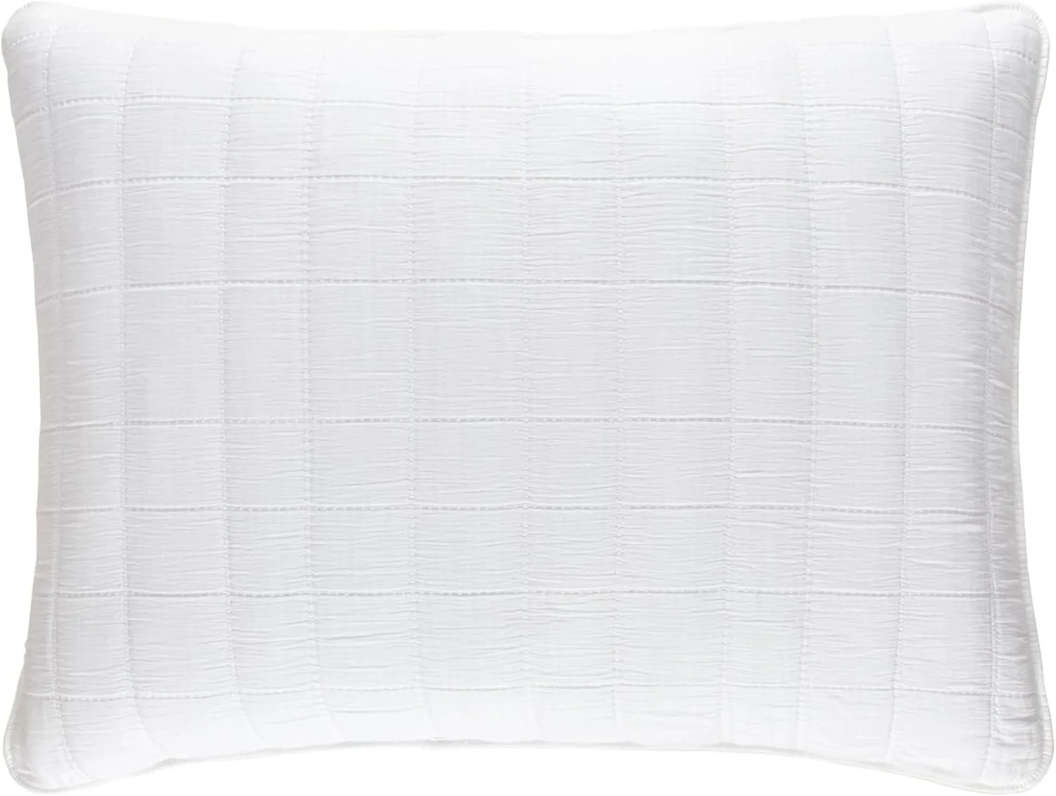 Monet White Quilted Sham, Standard Size, White Solid Pattern