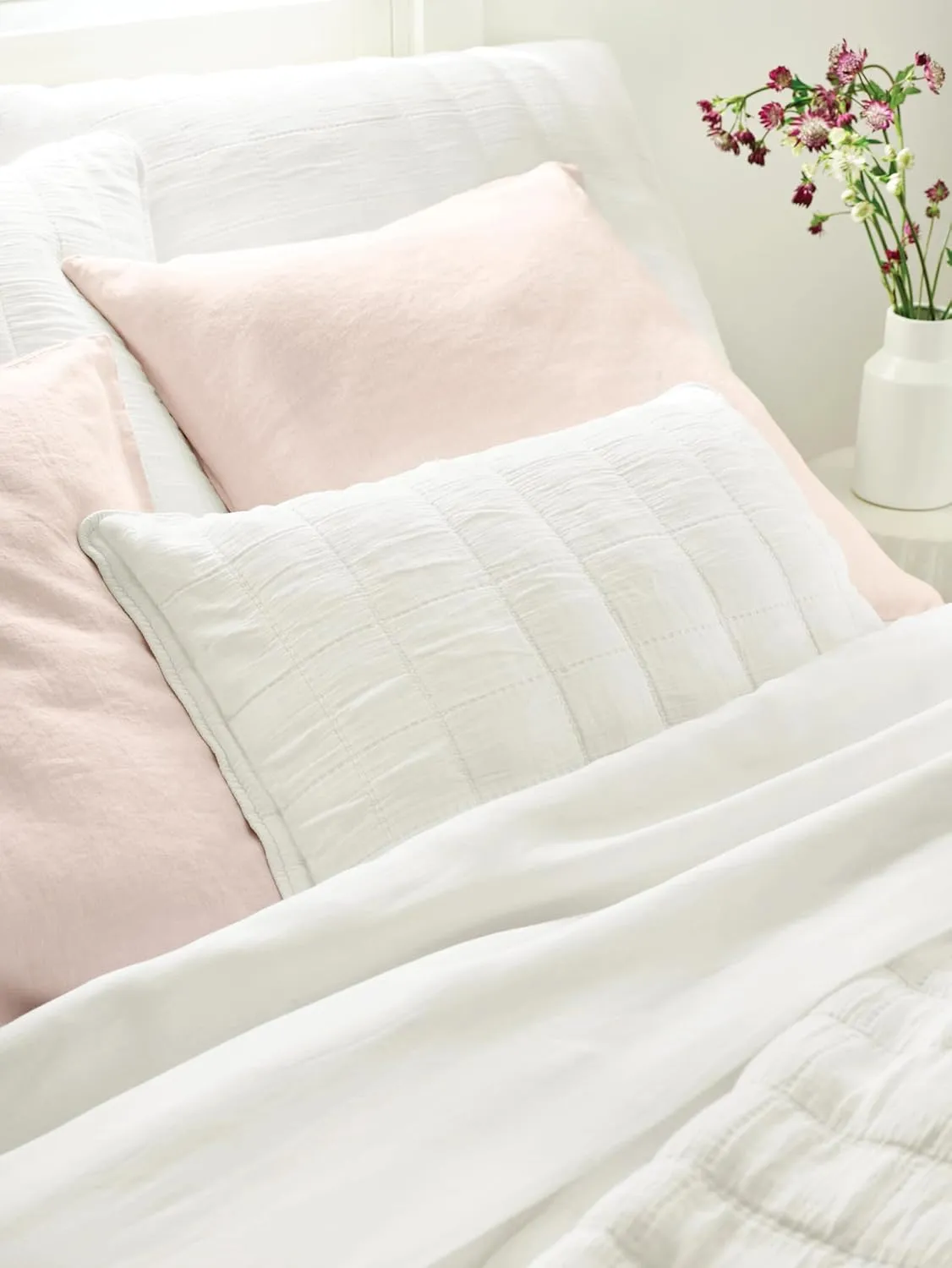 Monet White Quilted Sham, Standard Size, White Solid Pattern