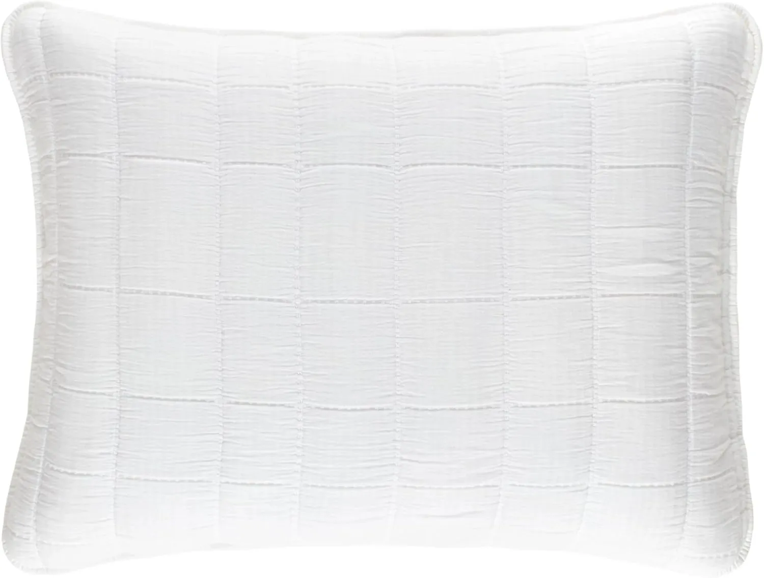Monet White Quilted Sham, Standard Size, White Solid Pattern