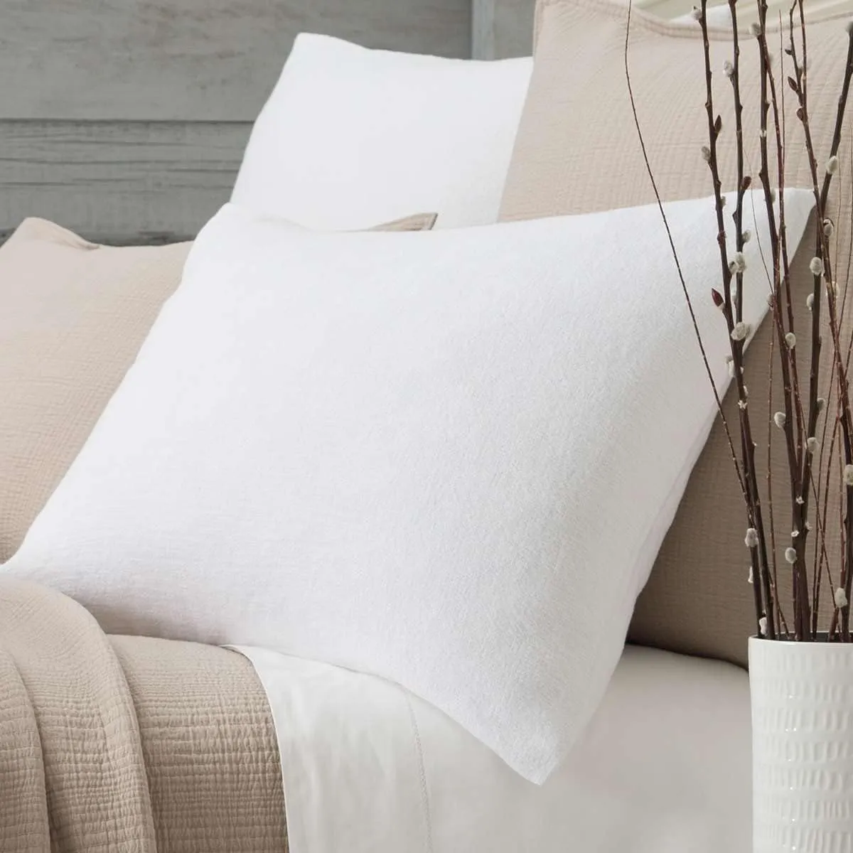 Montauk White Sham, Euro Size, White Solid Pattern
