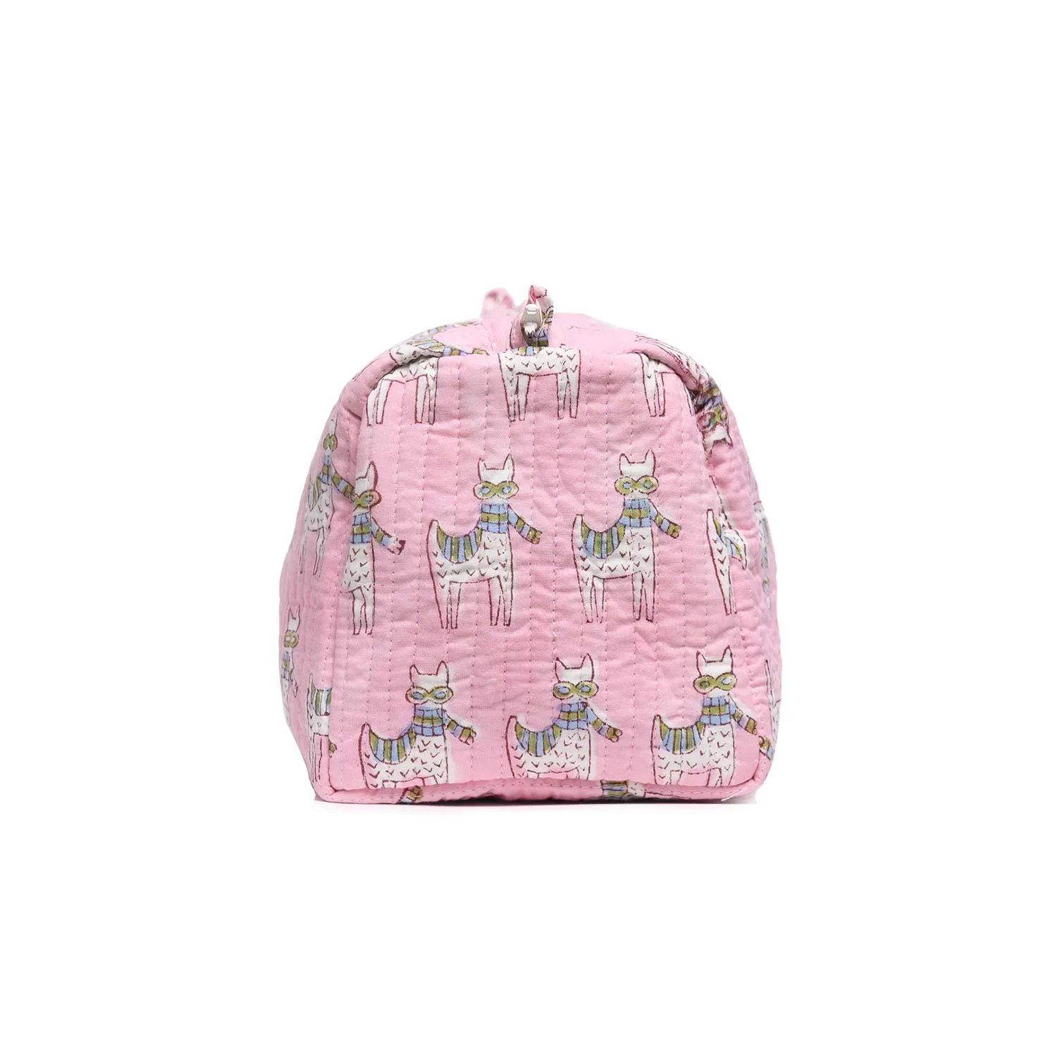 MOON WALK CAT PINK BLOCK QUILTED TOILETRY POUCH