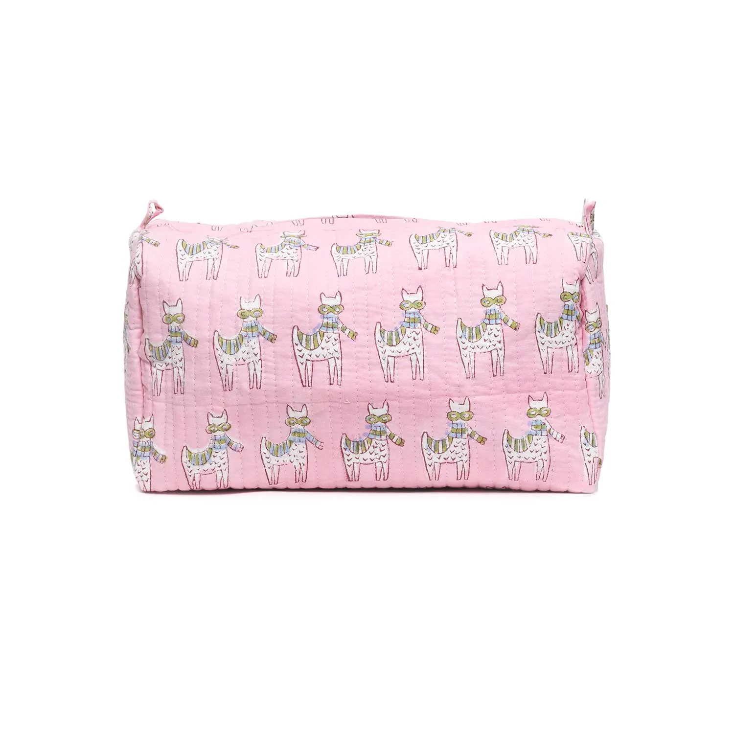MOON WALK CAT PINK BLOCK QUILTED TOILETRY POUCH