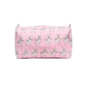 MOON WALK CAT PINK BLOCK QUILTED TOILETRY POUCH