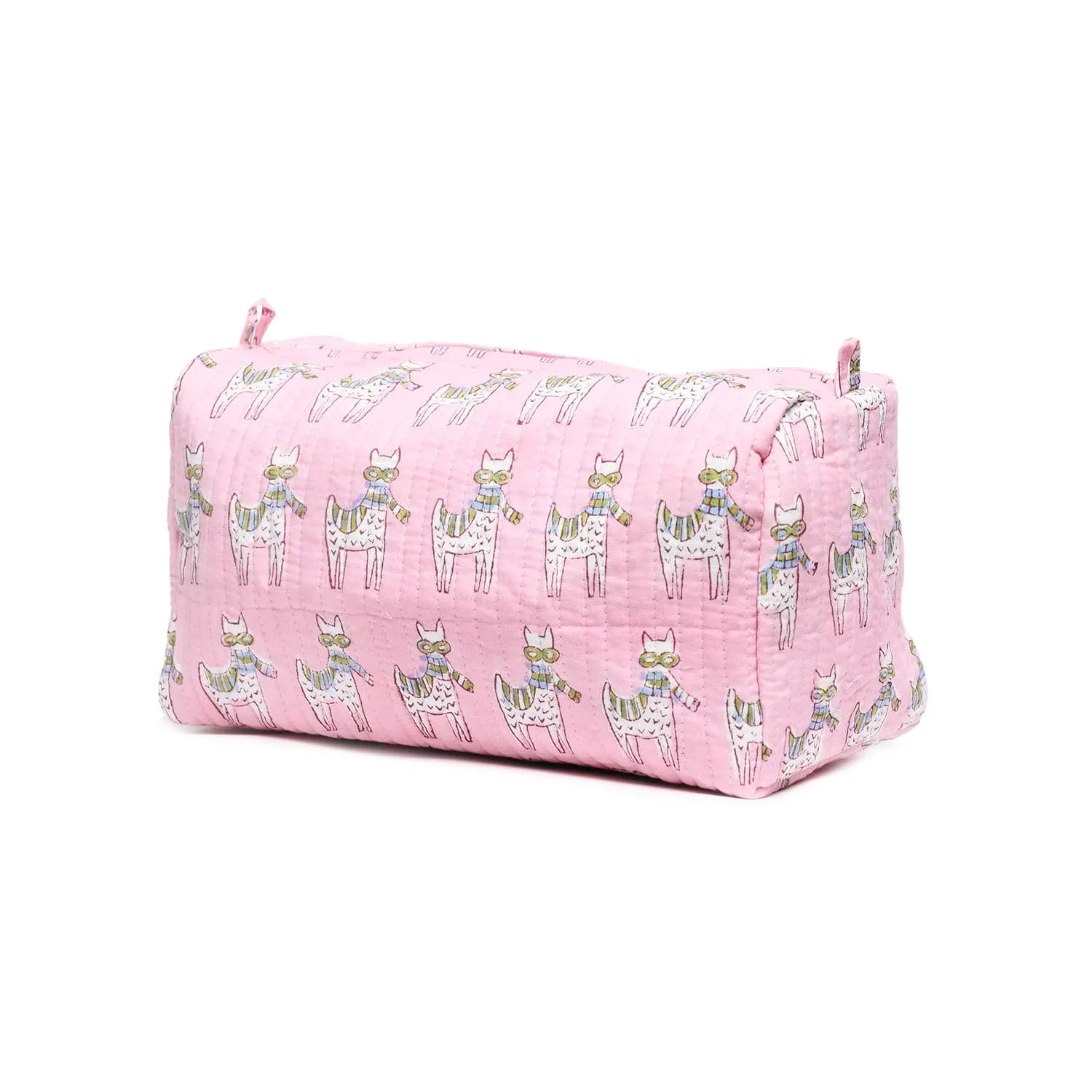 MOON WALK CAT PINK BLOCK QUILTED TOILETRY POUCH